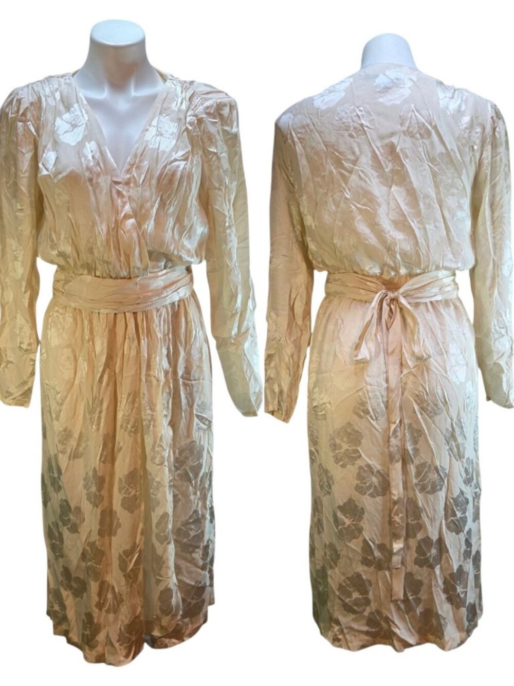 Vintage Nordstrom 100% Silk Point Of View White Floral Dress Size 12 Large